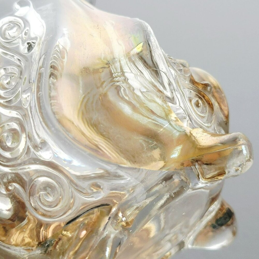Antique EAPG Fostoria Wedding Bells Footed Creamer Clear & Gold USA c1900-03 - Picture 8 of 11